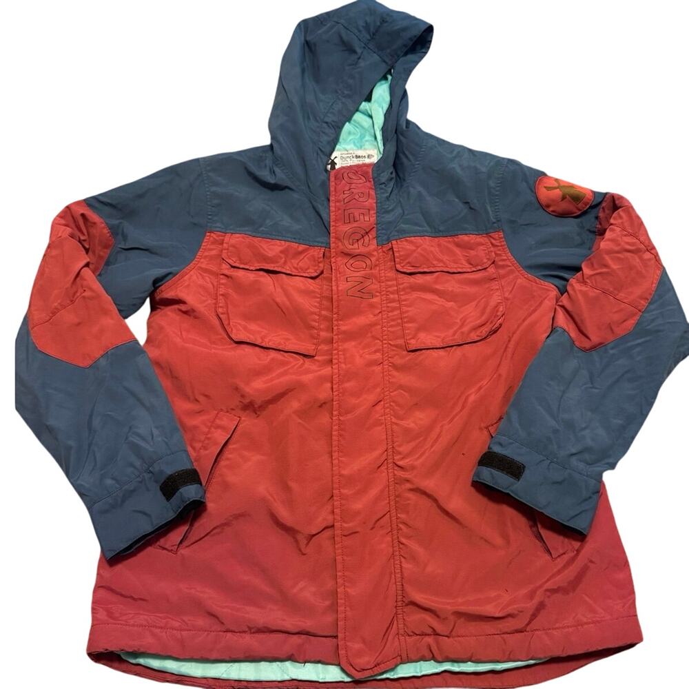 Vintage Dutch Bros Dutchwear Oregon Windbreaker Jacket Small Red Blue Colorblock
